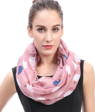 Lina & Lily Hedgehog Animal Print Womens Infinity Scarf Snood Lightweight (Dusty Pink)