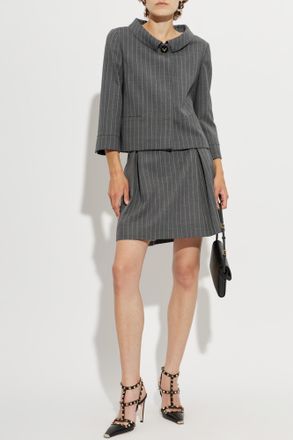 Valentino Garavani Pinstripe Patterned Blazer, Womens, Grey