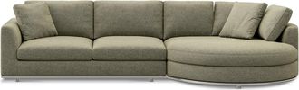 Castlery Hamilton Round Chaise Sectional Sofa Right Facing Customized, Performance Classic Twill Moss, Spill Resistant, Removable Covers for Castlery