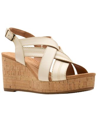 Clarks Sabina Sling Leather Wedge Sandal