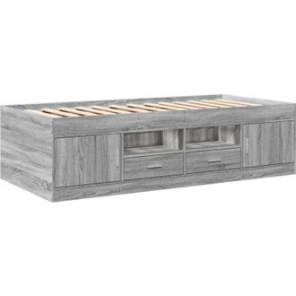 vidaXL Sofá cama con cajones sin colchón gris Sonoma 90x190 cm Vidaxl