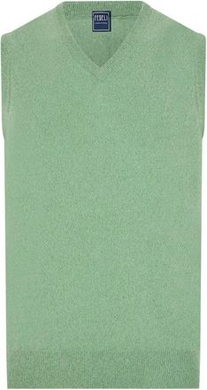 Fedeli Mouwloze Kasjmier V-hals - Heren - Spencers - Groen - 2XL - Kasjmier - Truien & Vesten