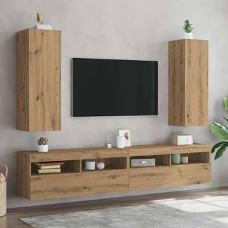 Berkfield Home TV Cabinets 2 pcs Artisan Oak 30.5x30x90 cm Engineered Wood in Brown