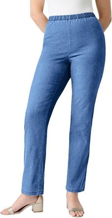 Roaman's Plus Size Comfort Stretch Straight Leg Jean in Light Stonewash Sanded at Nordstrom, Size 30