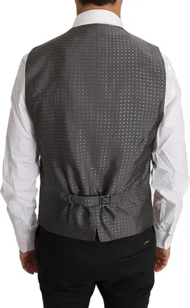 Dolce & Gabbana Brown Wool Silk Waistcoat Mens Vest
