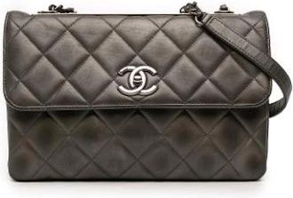 Chanel Pre-owned Trendy CC Satchel - Dames - Vintage Schoudertas - Grijs - ONE Size - Leer - Vintage