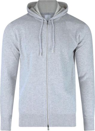 Eleventy Cashmere Zip-Up Hoodie - Heren - Cashmere truien - Grijs - M - Kasjmier - Truien & Vesten