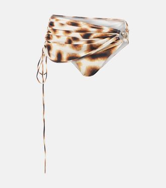 CHRISTOPHER ESBER Orbit ruched animal-print bikini bottoms