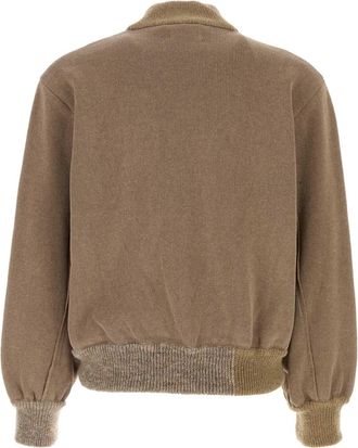 Magliano Mens Knitted Bomber Jacket Beige Cotton Mohair Wool