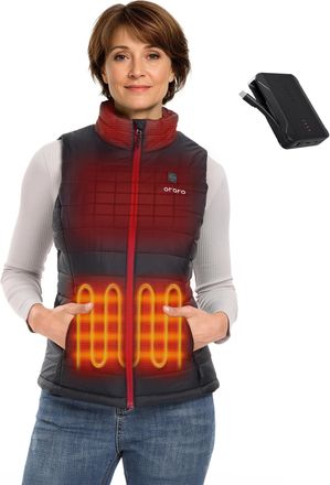 Ororo [Upgraded Battery] Womens Lightweight Heated Gilet, Up to 13.5 Hours of Warmth, Heated Vest with Heated Collar (Black,XL)