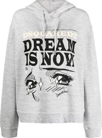 Dsquared2 logo-print long-sleeve hoodie - women - Cotton/Viscose - S - Grey