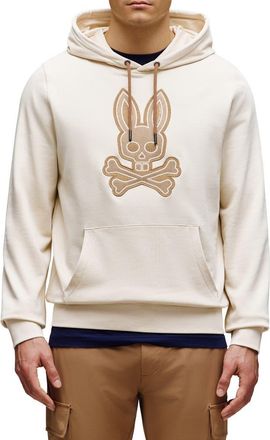 Psycho Bunny Ryder Appliqué Graphic Hoodie in White Cap Grey at Nordstrom, Size 6