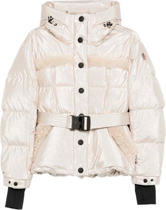 Moncler metallic shearling-trimmed jacket - women - Polyamide/Spandex/Elastane/Feather/Down/Polyester/Metallised Fibres/Sheep Skin/Shear