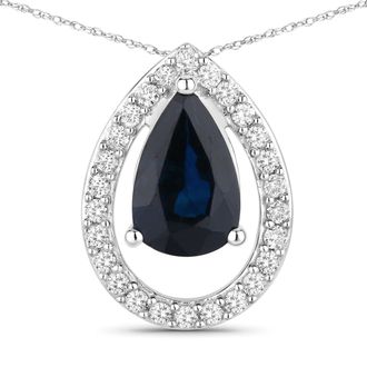 Diana M. Jewels Blue Sapphire Pears 8x5mm - 1Pc + White Diamond F/C Round 1.10mm( I1-I2/I color ) - 26Pcs