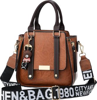 Generic Women PU Leather Large Capacity Handbag with Zipper for Work & Outing (Amber) (style5)