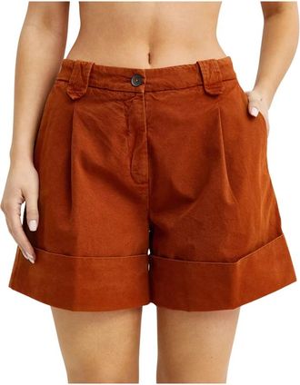 Fay Katoenen shorts met zakken - Dames - Bermuda - Bruin - W28 - Katoen - Korte Broeken
