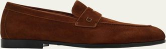 Ferragamo Mens Tiberio Soft Suede Penny Loafers