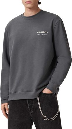 AllSaints Underground Logo Organic Cotton Graphic Sweatshirt in Dark Steel Blue at Nordstrom, Size X-Large