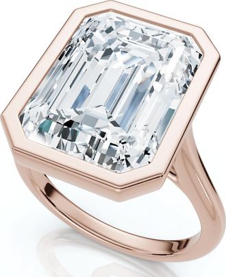 Pompeii3 Certified 10 Ct Emerald Cut Bezel Diamond Engagement Ring 14k or Pt Lab Grown