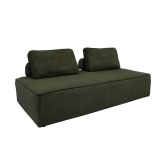 Sweeek Sof&aacute; modular de pana, 2 plazas, verde oscuro