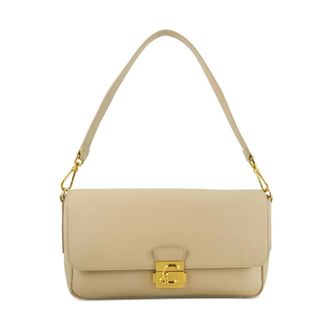 Coccinelle Large C-Me Lock Schoudertas - Dames - Schoudertassen - Beige - ONE Size - Leer - Tassen