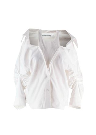 Alexander Wang White Open Shirt With Vest Insert Size XXS