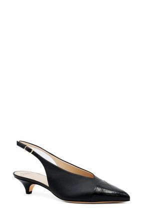 Amalfi By Rangoni Accento Slingback Pointed Cap Toe Kitten Heel Pump in Black Etoile/Black Soft Print at Nordstrom, Size 7.5