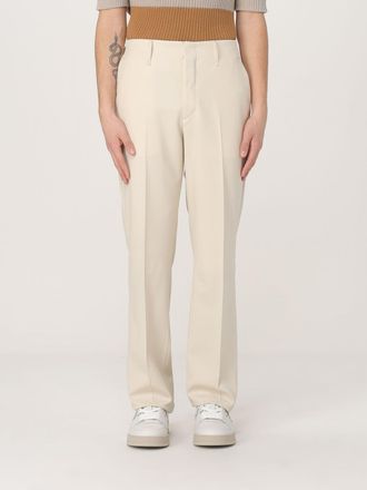Fendi Mens Straight Leg Wool Trousers - Ivory