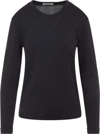 Christophe Lemaire Rib Long Sleeve Black Cotton T-Shirt
