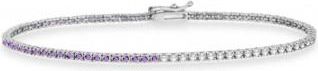 Allurez Diamond & Amethyst Eternity Tennis Bracelet 14K White Gold (0.97ct)