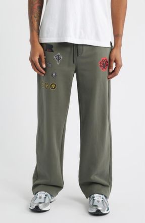Rta Cameron Military Graphic Straight Leg Sweatpants in Olive Military Patch at Nordstrom, Size X-Large