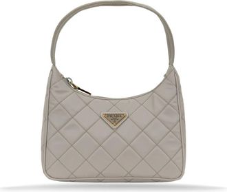 Prada Handbags, female, Gray, ONE SIZE, Fabric Handbag with Zipper Closure
