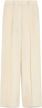 Max Mara Viscose broek - Dames - Wijde Broeken - Wit - S - Broeken