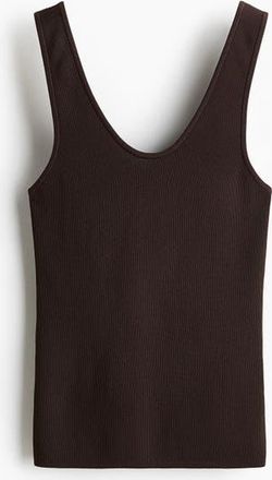 H&M Knitted Vest Top in Dark Brown at Nordstrom, Size X-Small