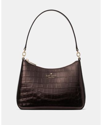 Kate Spade New York Womens Margot Metallic Croc Embossed Convertible Shoulder Bag - Brown Leather - One Size