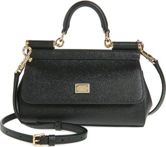 Dolce & Gabbana Sicily Leather Top Handle Bag in 80999 Nero at Nordstrom