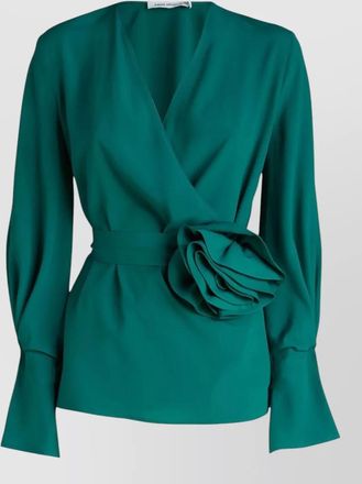Simona Corsellini deep v-neck long-sleeve blouse