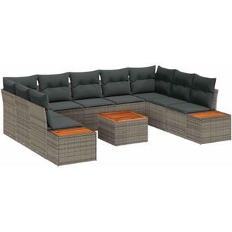 vidaXL Garden Sofa Set with Cushion 5 pcs Grey Poly Rattan vidaXL