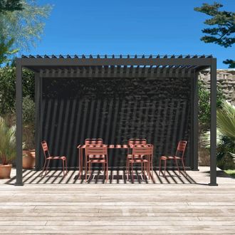 Sweeek Louvered Pergola Aluminium 4 X 3m & A 4m Blind in Grey