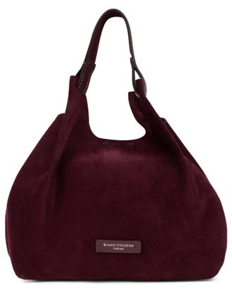 Gianni Chiarini Womens Shoulder Bag Suede Burgundy Calfskin Handbags Hand