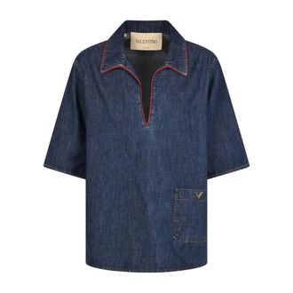 Valentino Dames, Blouses & Shirts, Blauw, Maat: M Denim