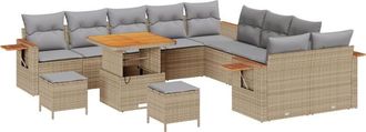 vidaXL Garden Sofa Set with Cushion with Storage Beige Poly rattan vidaXL