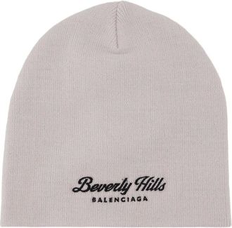 Balenciaga Beanies, unisex, Gray, Size: S White Wool Beanie Hat