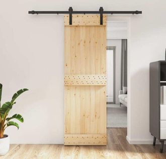 vidaXL Vidaxl - Puerta Corredera Con Herrajes Madera Maciza De Pino 70x210 Cm