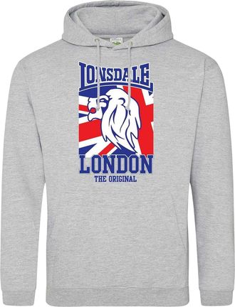 Lonsdale Heren-hoodie met het originele logo (Grijs)
