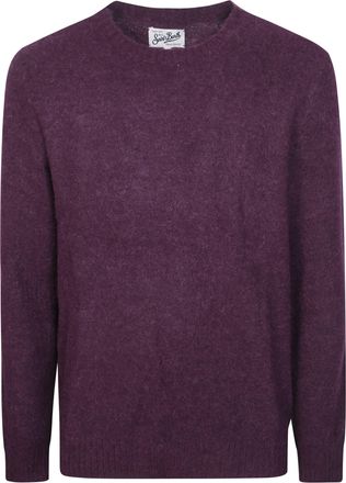 MC2 Saint Barth Long-Sleeved Crew Neck Sweater In Deep Purple Alpaca