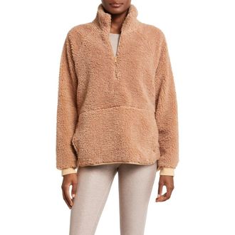Beyond Yoga Take Flight High Pile Fleece Half Zip Pullover in Camel at Nordstrom Rack, Size Large