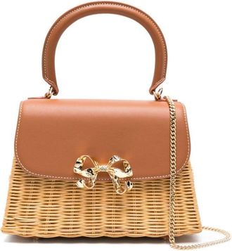 Self Portrait Brown Foldover Top Bag With Chain-Link Strap