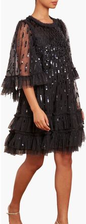 Needle & Thread Sequin Dash Mini Dress in Graphite at Nordstrom, Size 20