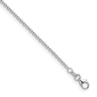 Diamond2Deal 18K White Gold Rhodium-plated Polished 2.0mm Solid Cable Chain Necklace